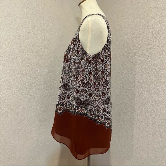 Max Studio Bohemian Floral Tank Size S Rust, Cream & Black - Picture 2 of 10
